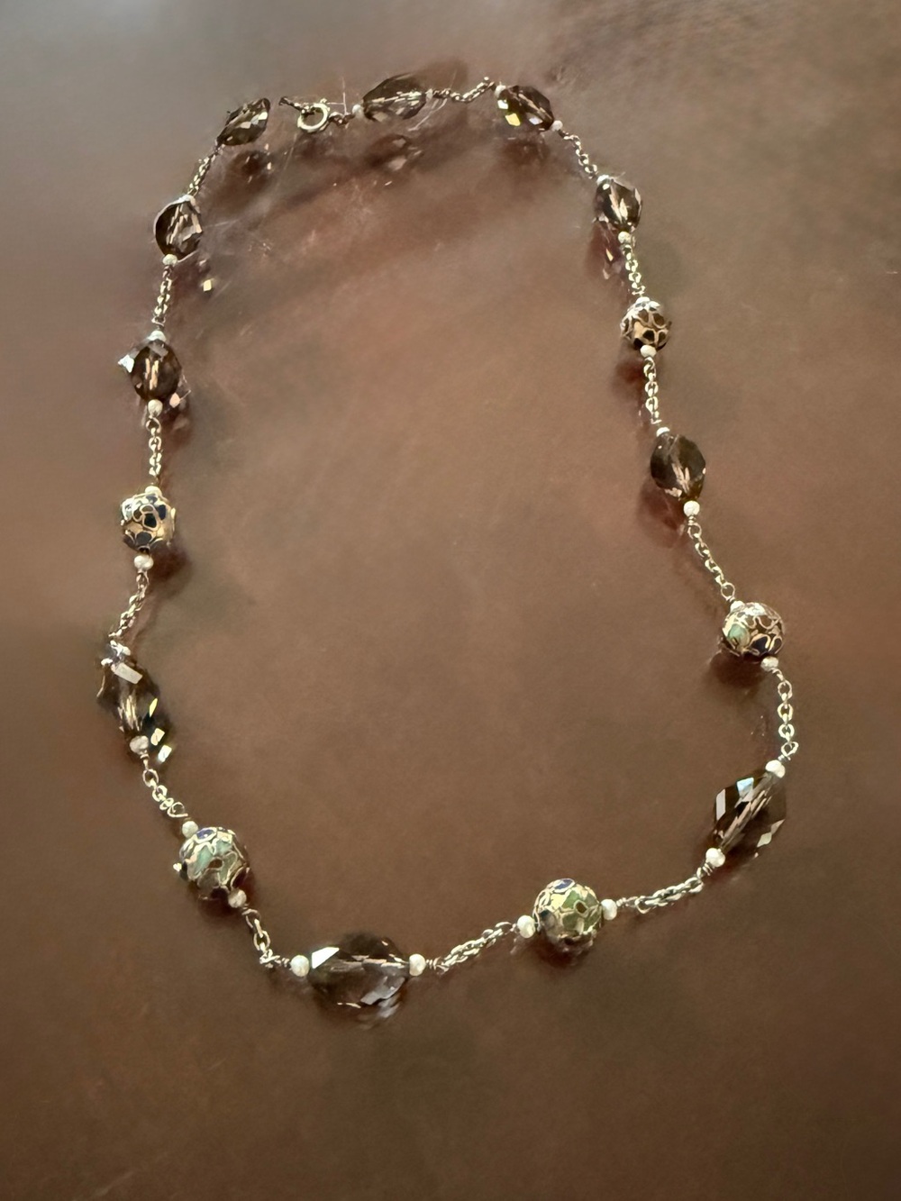 BRIGHTON ombré bead smokey faceted bead cloissone station Necklace